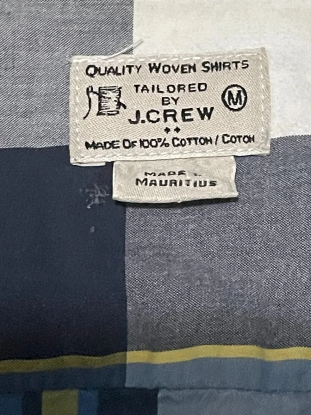 Vintage J.Crew Men’s M Plaid Cotton Button Down Shirt Made Mauritius